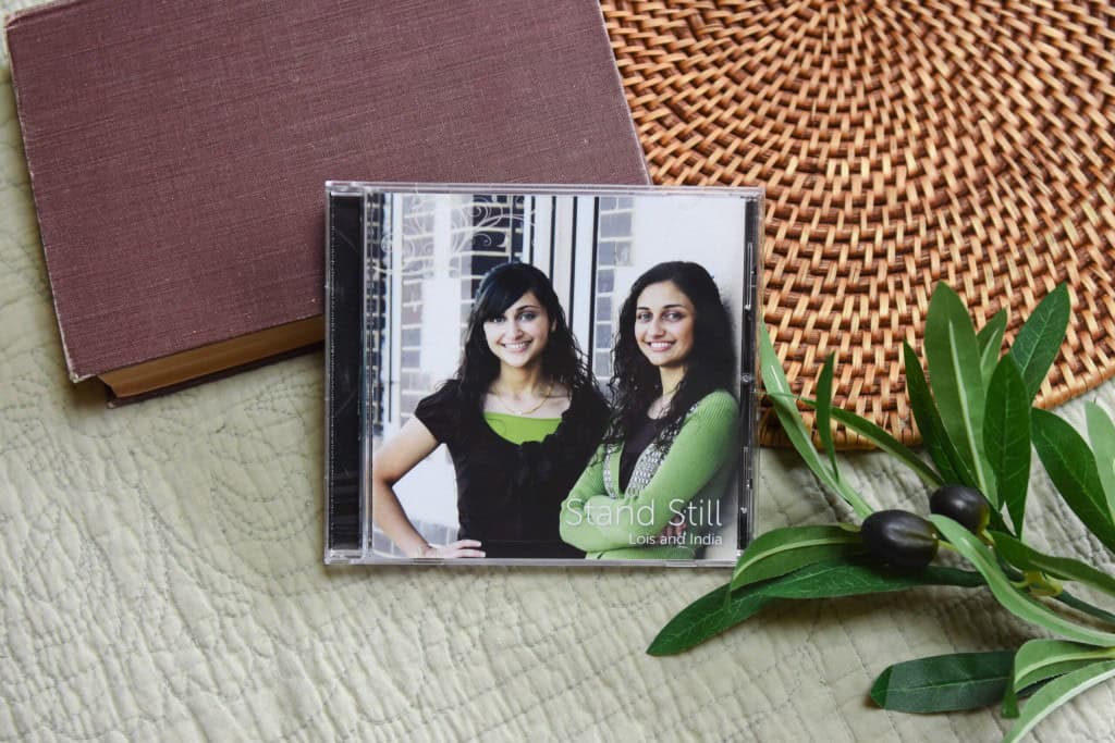 CD of "Stand Still". The music is surrounded by a bible and a small leafy plant.